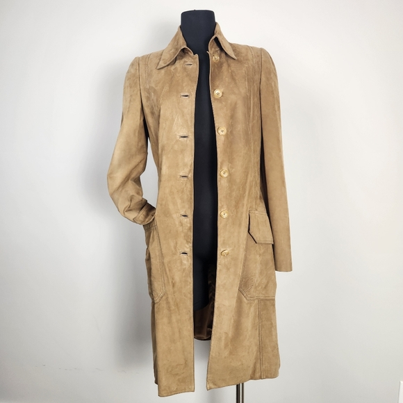 DAVID CARDONA tan nubuck suede trench coat - Picture 4 of 13